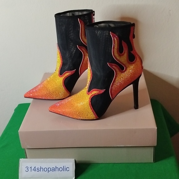 Shoes - Womens Mesh Ankle Boots With Rhinestones